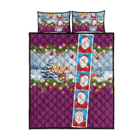 Merry Christmas Quilt Bed Set Funny Santa Claus Cards Photo and Polynesian Pattern Pink Color LT03 - Polynesian Pride