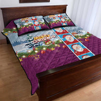 Merry Christmas Quilt Bed Set Funny Santa Claus Cards Photo and Polynesian Pattern Pink Color LT03 - Polynesian Pride