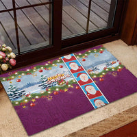 Merry Christmas Rubber Doormat Funny Santa Claus Cards Photo and Polynesian Pattern Pink Color LT03 - Polynesian Pride