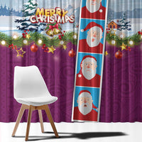 Merry Christmas Window Curtain Funny Santa Claus Cards Photo and Polynesian Pattern Pink Color LT03 - Polynesian Pride