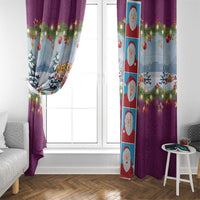 Merry Christmas Window Curtain Funny Santa Claus Cards Photo and Polynesian Pattern Pink Color LT03 - Polynesian Pride