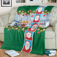 Merry Christmas Blanket Funny Santa Claus Cards Photo and Polynesian Pattern Green Color LT03 - Polynesian Pride