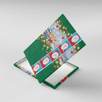 Merry Christmas Canvas Wall Art Funny Santa Claus Cards Photo and Polynesian Pattern Green Color LT03 With Frame Green - Polynesian Pride