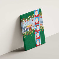 Merry Christmas Canvas Wall Art Funny Santa Claus Cards Photo and Polynesian Pattern Green Color LT03 - Polynesian Pride