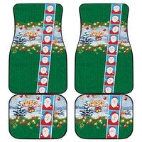Merry Christmas Car Mats Funny Santa Claus Cards Photo and Polynesian Pattern Green Color LT03 - Polynesian Pride