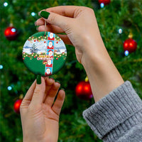 Merry Christmas Ceramic Ornament Funny Santa Claus Cards Photo and Polynesian Pattern Green Color LT03 - Polynesian Pride