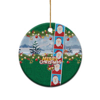 Merry Christmas Ceramic Ornament Funny Santa Claus Cards Photo and Polynesian Pattern Green Color LT03 - Polynesian Pride