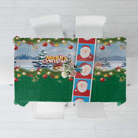 Merry Christmas Tablecloth Funny Santa Claus Cards Photo and Polynesian Pattern Green Color LT03 Green - Polynesian Pride