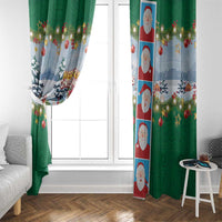 Merry Christmas Window Curtain Funny Santa Claus Cards Photo and Polynesian Pattern Green Color LT03 - Polynesian Pride