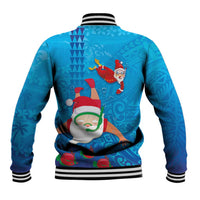 Hawaiian Santa Claus Snorkeling Baseball Jacket Kakau and Polynesian Pattern LT03 - Polynesian Pride