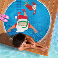 Hawaiian Santa Claus Snorkeling Beach Blanket Kakau and Polynesian Pattern LT03 - Polynesian Pride