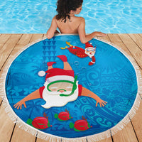 Hawaiian Santa Claus Snorkeling Beach Blanket Kakau and Polynesian Pattern LT03 - Polynesian Pride