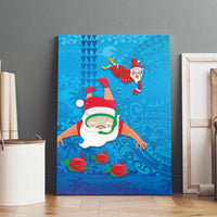 Hawaiian Santa Claus Snorkeling Canvas Wall Art Kakau and Polynesian Pattern LT03 - Polynesian Pride