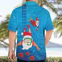 Hawaiian Santa Claus Snorkeling Hawaiian Shirt Kakau and Polynesian Pattern LT03 - Polynesian Pride