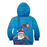 Hawaiian Santa Claus Snorkeling Kid Hoodie Kakau and Polynesian Pattern