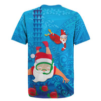 Hawaiian Santa Claus Snorkeling Rugby Jersey Kakau and Polynesian Pattern LT03 - Polynesian Pride