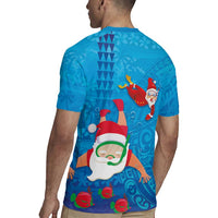 Hawaiian Santa Claus Snorkeling Rugby Jersey Kakau and Polynesian Pattern LT03 - Polynesian Pride