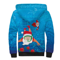 Hawaiian Santa Claus Snorkeling Sherpa Hoodie Kakau and Polynesian Pattern LT03 - Polynesian Pride