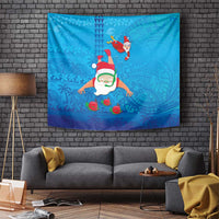 Hawaiian Santa Claus Snorkeling Tapestry Kakau and Polynesian Pattern