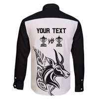 Personalised South Africa and New Zealand Family Matching Off Shoulder Long Sleeve Dress and Hawaiian Shirt Champion History Go Final 2023 Vintage Style LT03 - Polynesian Pride