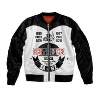 Personalised South Africa and New Zealand Sleeve Zip Bomber Jacket Champion History Go Final 2023 Vintage Style LT03 Unisex White - Polynesian Pride
