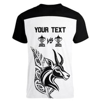 Personalised South Africa and New Zealand Women V Neck T Shirt Champion History Go Final 2023 Vintage Style LT03 - Polynesian Pride