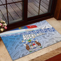 New Zealand Auckland Rubber Doormat Auckland's Flag and Coat of Arms - Koru Art Maori Pattern