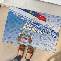 New Zealand Auckland Rubber Doormat Auckland's Flag and Coat of Arms - Koru Art Maori Pattern