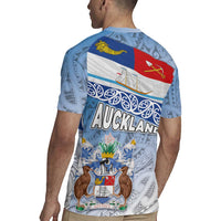 New Zealand Auckland Rugby Jersey Auckland's Flag and Coat of Arms - Koru Art Maori Pattern