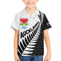 New Zealand Auckland Hawaiian Shirt Auckland's Emblem and Silver Ferns - Maori Art Tattoo LT03 - Polynesian Pride