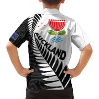 New Zealand Auckland Hawaiian Shirt Auckland's Emblem and Silver Ferns - Maori Art Tattoo LT03 - Polynesian Pride