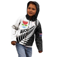 New Zealand Auckland Kid Hoodie Auckland's Emblem and Silver Ferns - Maori Art Tattoo