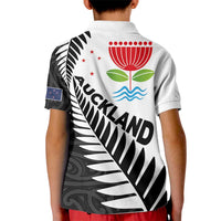 New Zealand Auckland Kid Polo Shirt Auckland's Emblem and Silver Ferns - Maori Art Tattoo