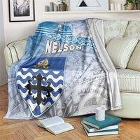 New Zealand Nelson Blanket Nelson's Flag and Seal - Maori Art Tattoo LT03 White - Polynesian Pride