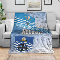 New Zealand Nelson Blanket Nelson's Flag and Seal - Maori Art Tattoo LT03 - Polynesian Pride