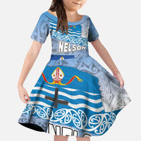 New Zealand Nelson Family Matching Summer Maxi Dress and Hawaiian Shirt Nelson's Flag and Seal - Maori Art Tattoo