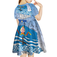 New Zealand Nelson Kid Short Sleeve Dress Nelson's Flag and Seal - Maori Art Tattoo