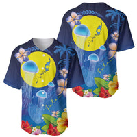 Palau Jellyfish Baseball Jersey Ocean Heritage Tropical Plants - Polynesian Pride