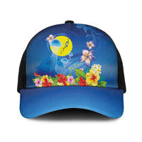 Palau Jellyfish Baseball Net Cap Ocean Heritage Tropical Plants LT03 One Size Black Blue - Polynesian Pride