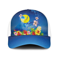 Palau Jellyfish Baseball Net Cap Ocean Heritage Tropical Plants LT03 One Size White Blue - Polynesian Pride