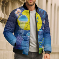 Palau Jellyfish Bomber Puffer Jacket Ocean Heritage Tropical Plants - Polynesian Pride