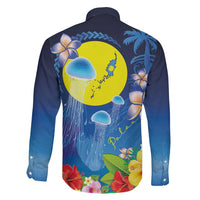 Palau Jellyfish Family Matching Long Sleeve Bodycon Dress and Hawaiian Shirt Ocean Heritage Tropical Plants - Polynesian Pride