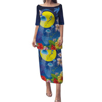 Palau Jellyfish Family Matching Puletasi and Hawaiian Shirt Ocean Heritage Tropical Plants - Polynesian Pride