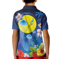 Palau Jellyfish Kid Polo Shirt Ocean Heritage Tropical Plants LT03 - Polynesian Pride