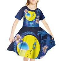 Palau Jellyfish Kid Short Sleeve Dress Ocean Heritage Tropical Plants LT03 - Polynesian Pride