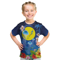 Palau Jellyfish Kid T Shirt Ocean Heritage Tropical Plants LT03 Blue - Polynesian Pride