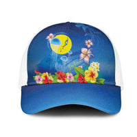 Palau Jellyfish Mesh Trucker Cap Ocean Heritage Tropical Plants LT03 One Size White Blue - Polynesian Pride