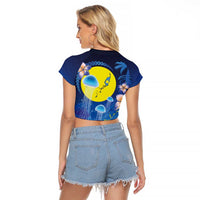 Palau Jellyfish Raglan Cropped T Shirt Ocean Heritage Tropical Plants LT03 - Polynesian Pride