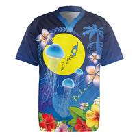 Palau Jellyfish Rugby Jersey Ocean Heritage Tropical Plants LT03 Blue - Polynesian Pride