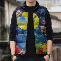 Palau Jellyfish Sleeveless Puffer Jacket Ocean Heritage Tropical Plants - Polynesian Pride